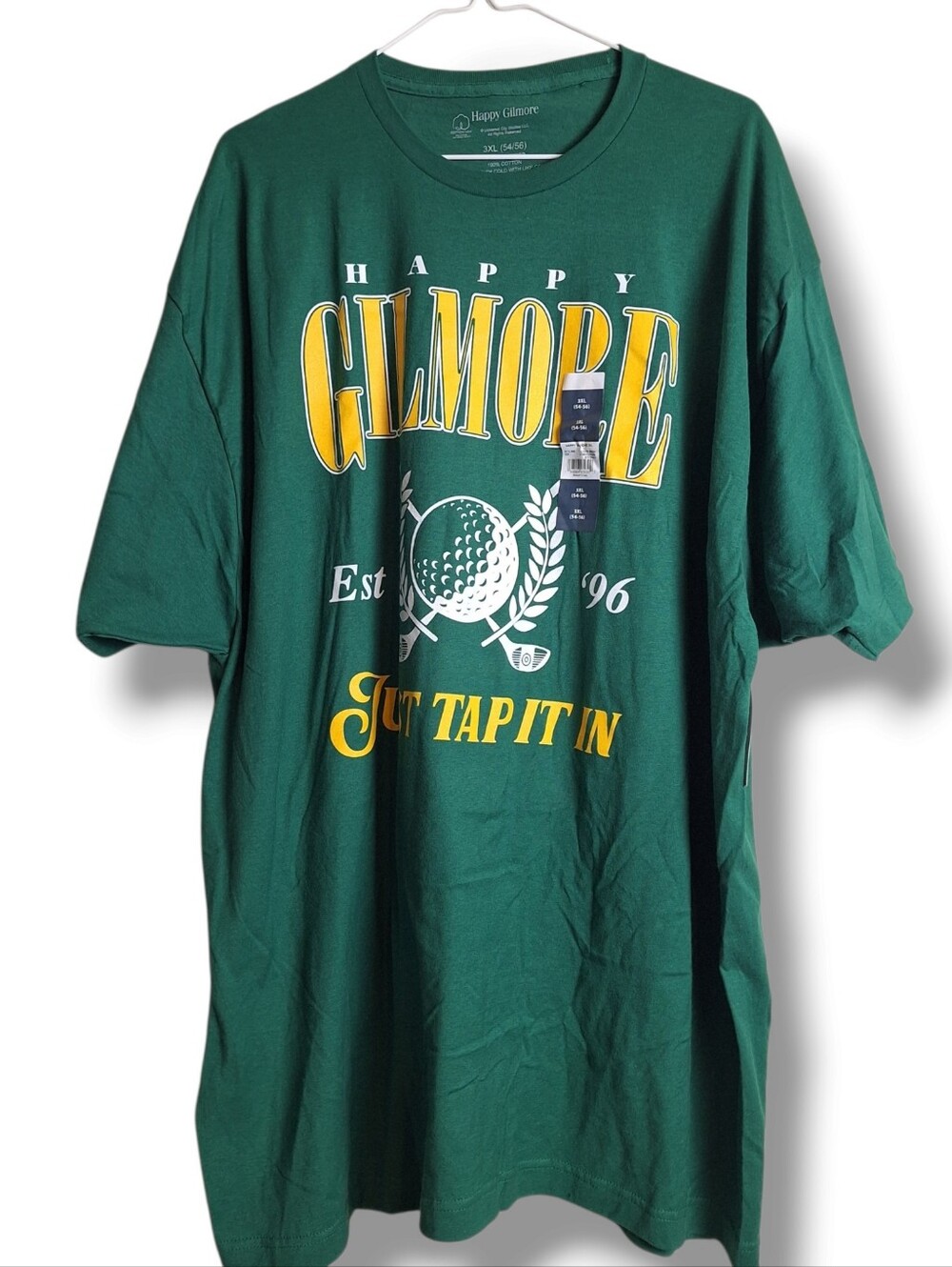 Happy Gilmore Mens Size 3XL Shirt Green Just Tap It In Graphic T-Shirt New